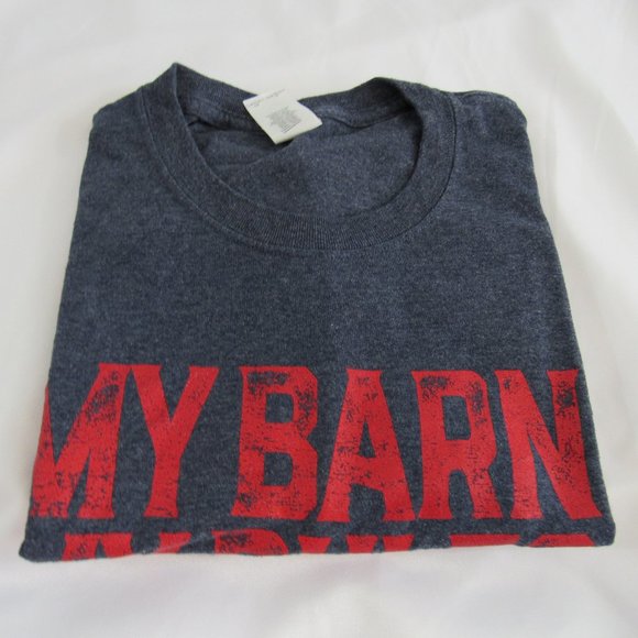 Men's / Unisex XL, My Barn My Rules Graphic T-Shirt, Blue Gray, Americana Gildan - Picture 5 of 5